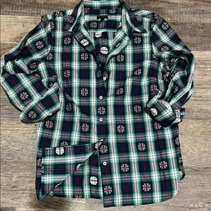 Talbots 100% Cotton Button Down Shirt. Lightweight, Plaid.